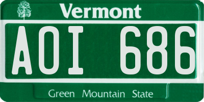 VT license plate AOI686