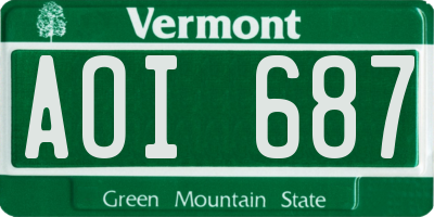 VT license plate AOI687