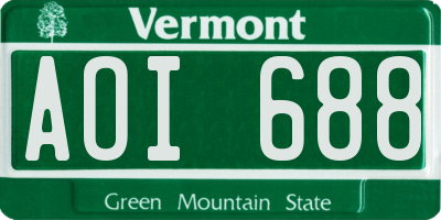 VT license plate AOI688