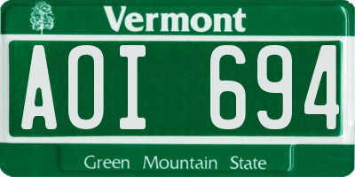 VT license plate AOI694