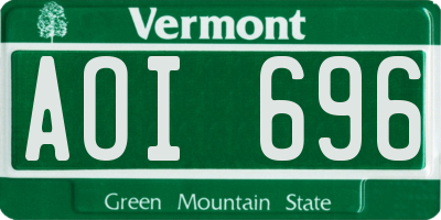 VT license plate AOI696