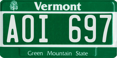 VT license plate AOI697