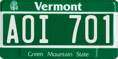VT license plate AOI701