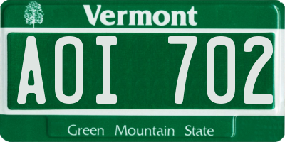 VT license plate AOI702