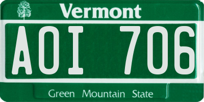 VT license plate AOI706