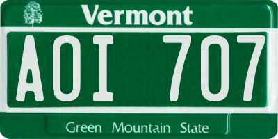 VT license plate AOI707