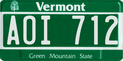 VT license plate AOI712