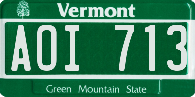 VT license plate AOI713