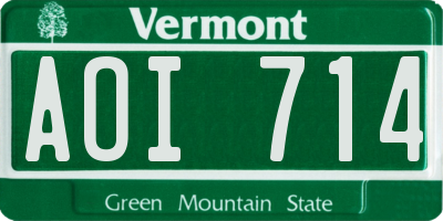 VT license plate AOI714