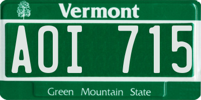 VT license plate AOI715