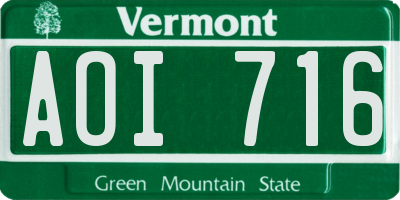 VT license plate AOI716