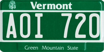 VT license plate AOI720