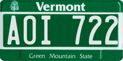 VT license plate AOI722
