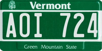VT license plate AOI724