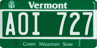 VT license plate AOI727