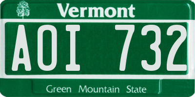 VT license plate AOI732