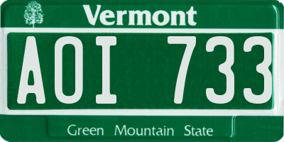 VT license plate AOI733