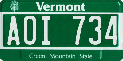 VT license plate AOI734