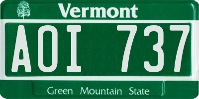 VT license plate AOI737