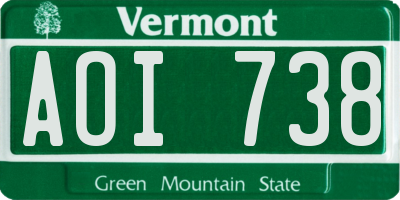 VT license plate AOI738
