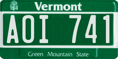 VT license plate AOI741