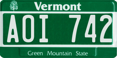 VT license plate AOI742