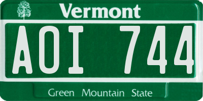 VT license plate AOI744