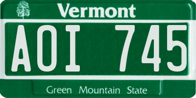 VT license plate AOI745