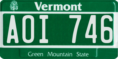 VT license plate AOI746