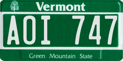VT license plate AOI747