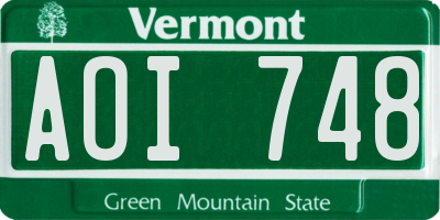 VT license plate AOI748