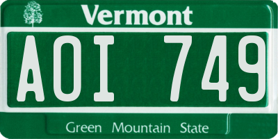 VT license plate AOI749