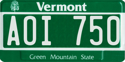VT license plate AOI750