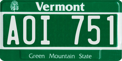 VT license plate AOI751