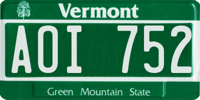 VT license plate AOI752