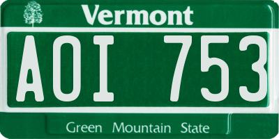 VT license plate AOI753