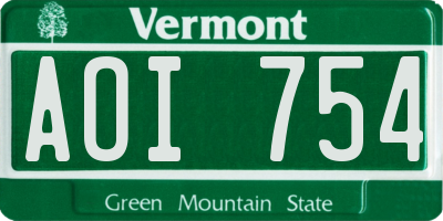 VT license plate AOI754