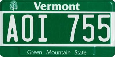 VT license plate AOI755