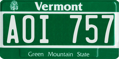 VT license plate AOI757
