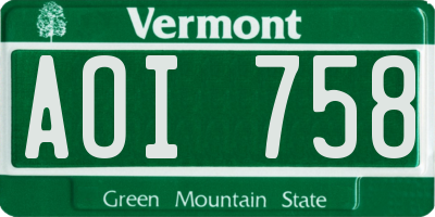 VT license plate AOI758