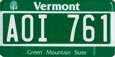 VT license plate AOI761