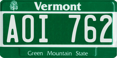 VT license plate AOI762