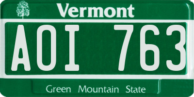 VT license plate AOI763