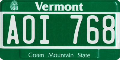 VT license plate AOI768