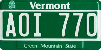 VT license plate AOI770