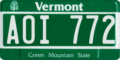 VT license plate AOI772