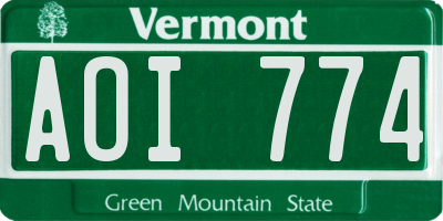 VT license plate AOI774