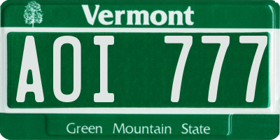 VT license plate AOI777