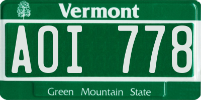 VT license plate AOI778