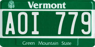 VT license plate AOI779